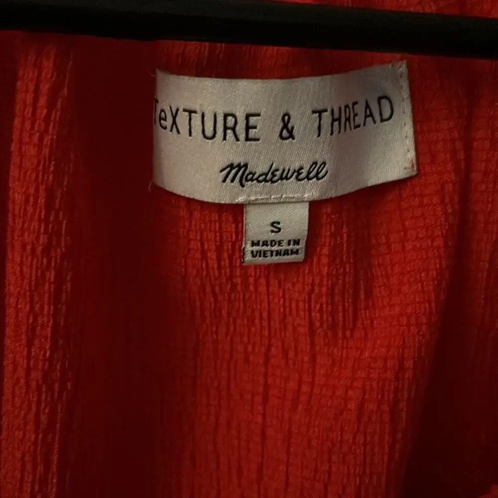 Madewell Texture & Thread Peasant Top Red Puff Sleeve S Boho Costal Cowgirl Chic